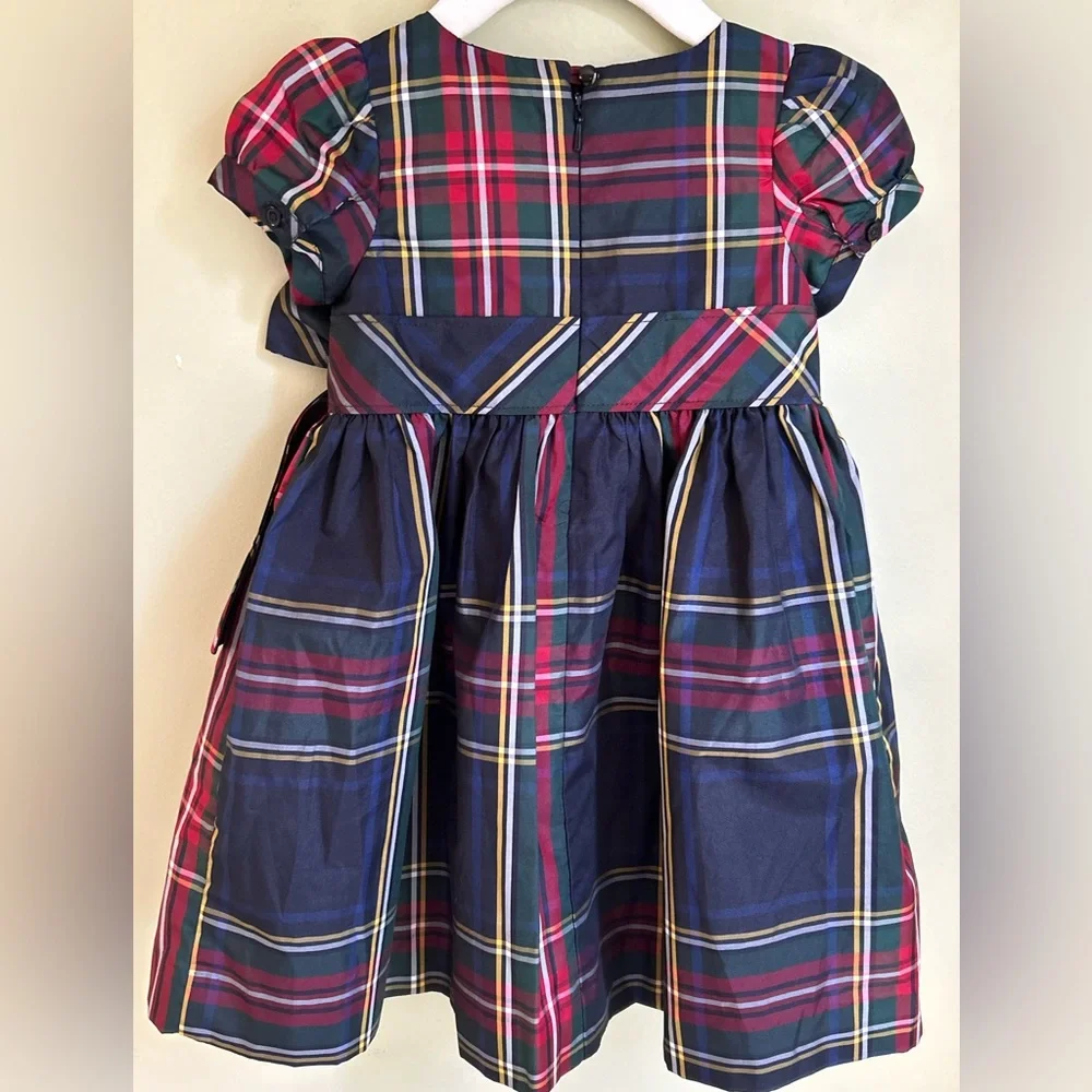 Gap Tartan Plaid Holiday Dress 12-18 mos. Short puff sleeve, bow waistband. Nice